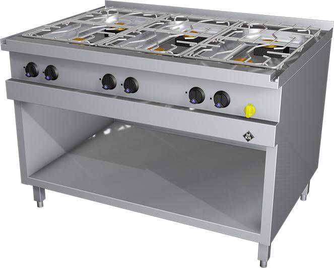 MKN 6-pits Gas kooktafel - staand model 2063405